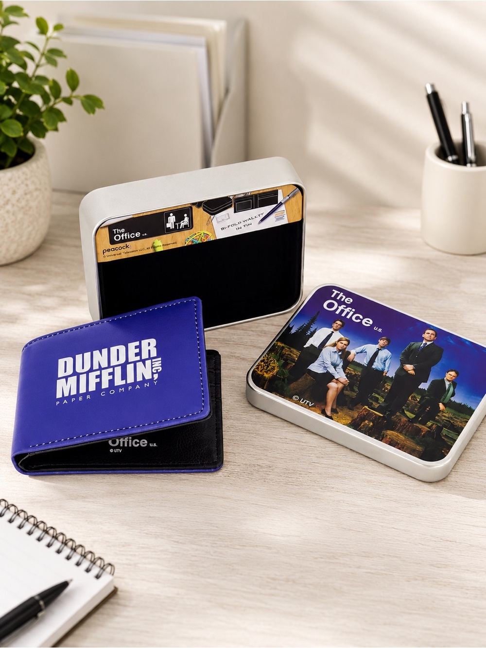 Concept One The Office Dunder Mifflin Bifold Wallet Tin Blue New